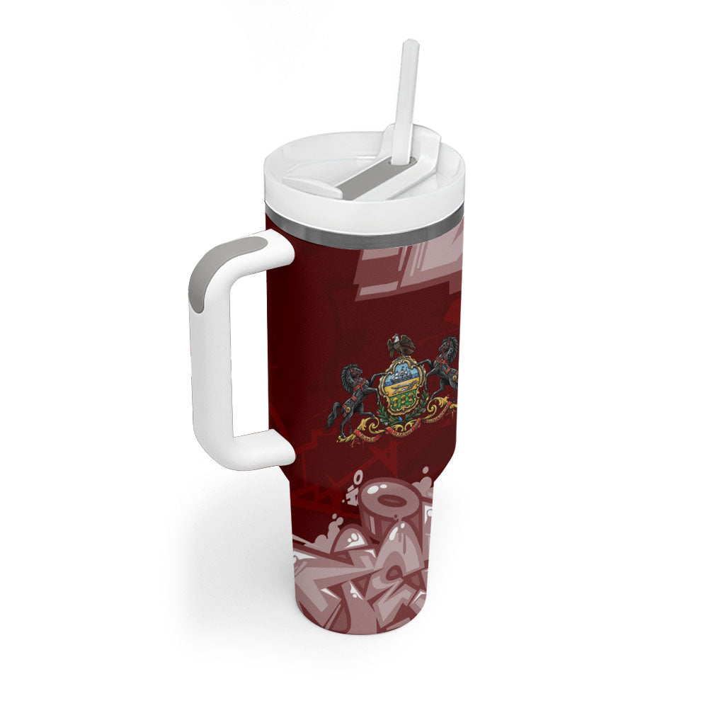 Personalized Pennsylvania Coat Of Arms Tumbler With Handle Street Art Graffiti Graphic