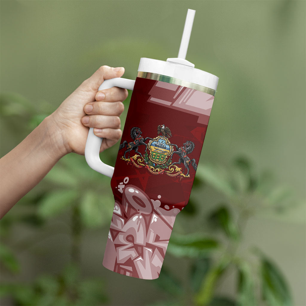 Personalized Pennsylvania Coat Of Arms Tumbler With Handle Street Art Graffiti Graphic