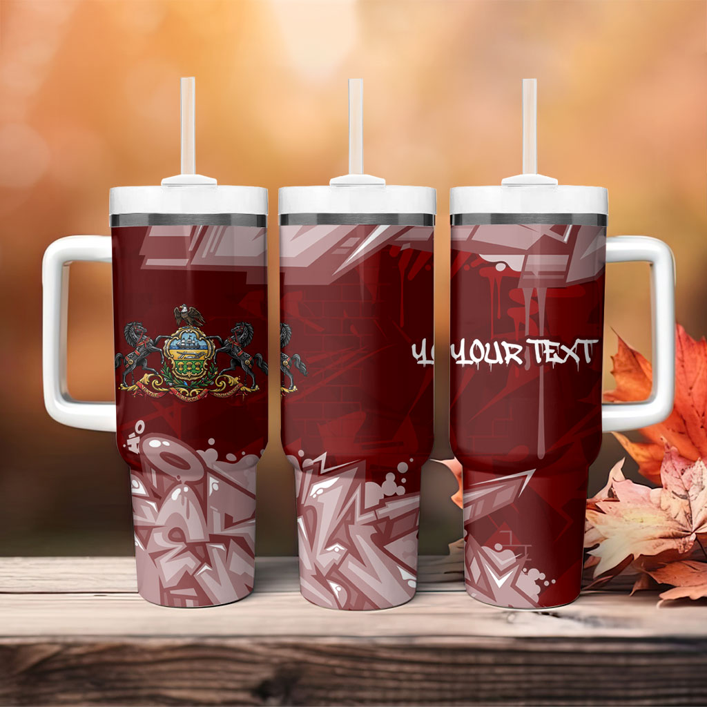 Personalized Pennsylvania Coat Of Arms Tumbler With Handle Street Art Graffiti Graphic