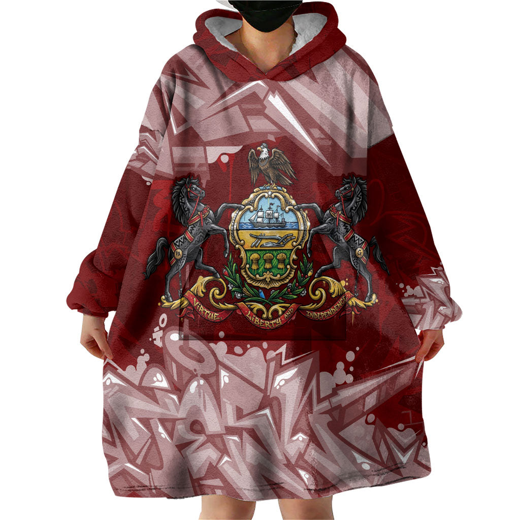 Personalized Pennsylvania Coat Of Arms Wearable Blanket Hoodie Street Art Graffiti Graphic