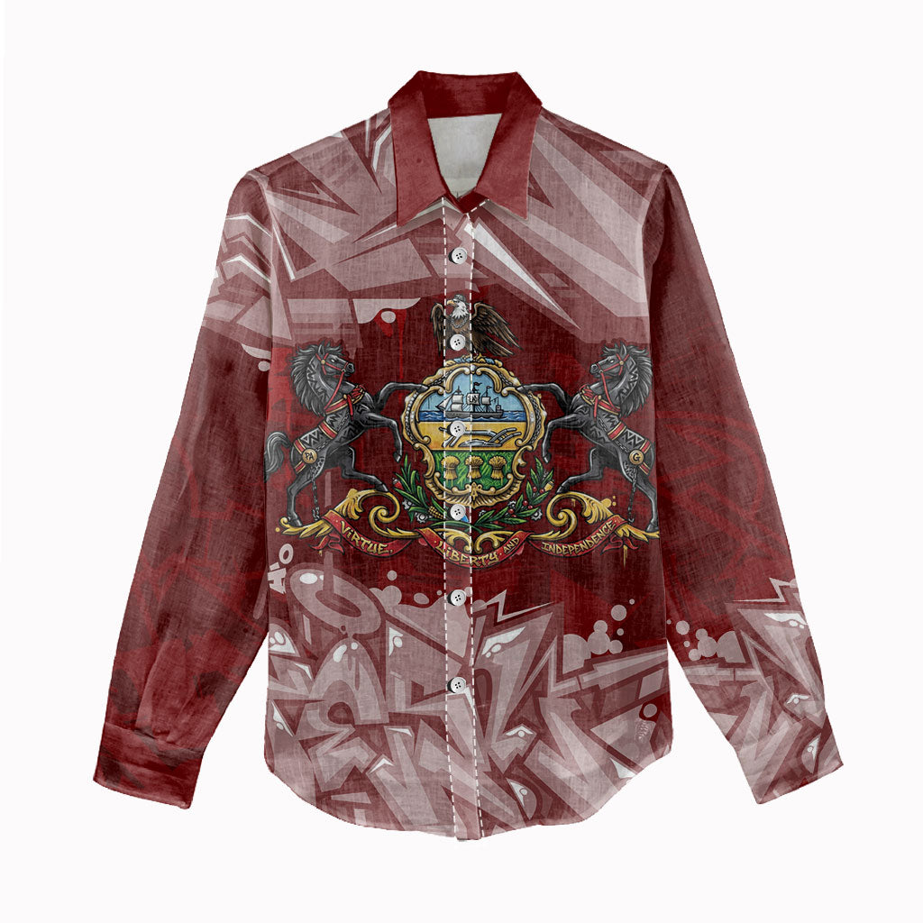 Personalized Pennsylvania Coat Of Arms Women Casual Shirt Street Art Graffiti Graphic