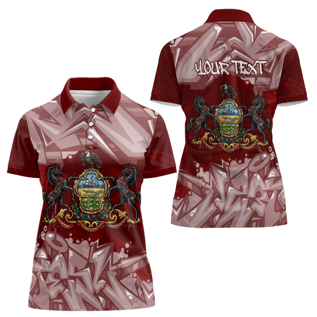 Personalized Pennsylvania Coat Of Arms Women Polo Shirt Street Art Graffiti Graphic