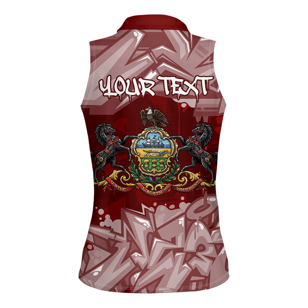 Personalized Pennsylvania Coat Of Arms Women Sleeveless Polo Shirt Street Art Graffiti Graphic