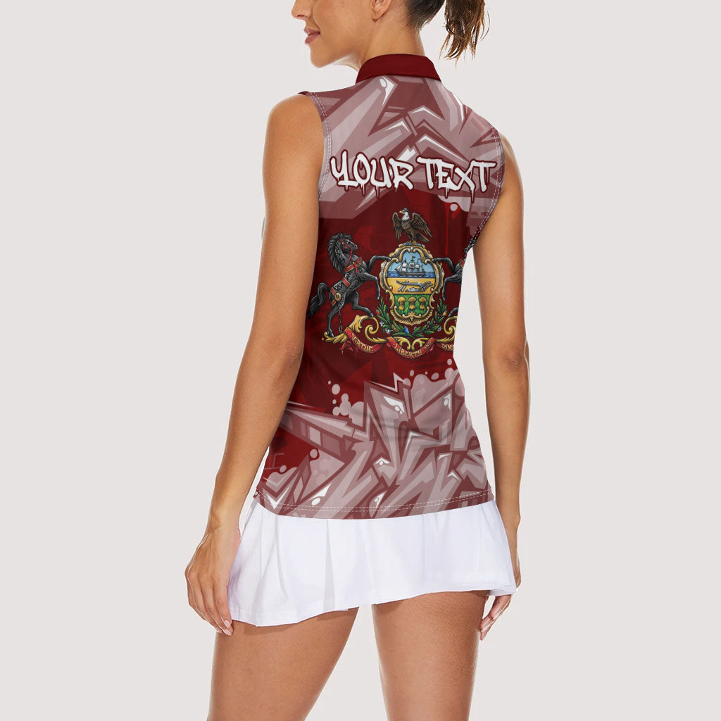 Personalized Pennsylvania Coat Of Arms Women Sleeveless Polo Shirt Street Art Graffiti Graphic