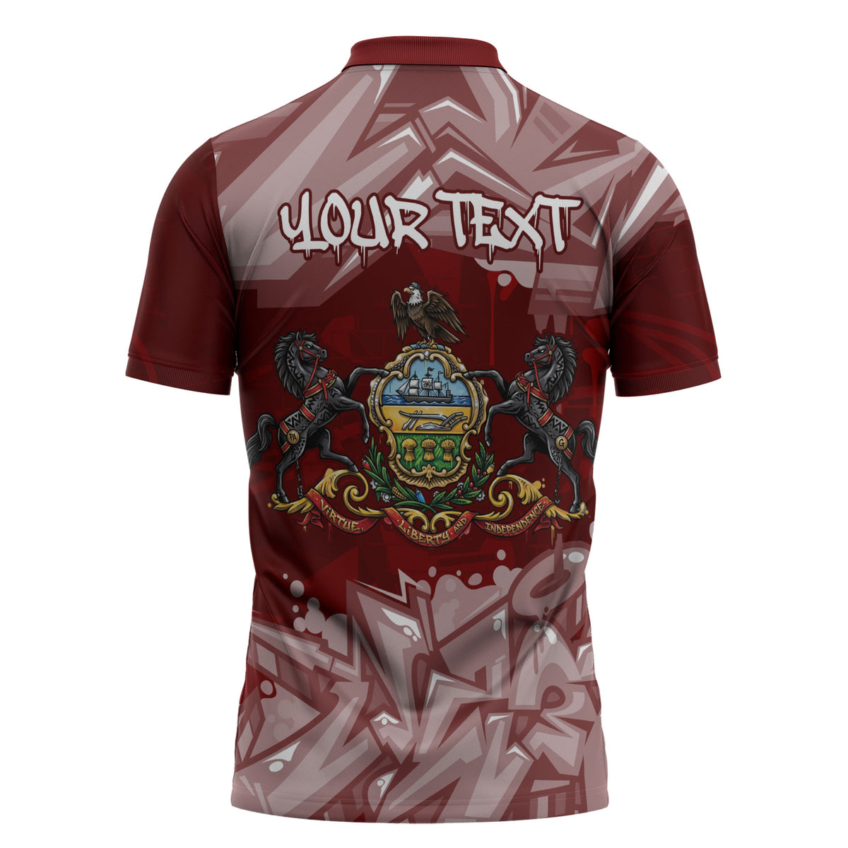 Personalized Pennsylvania Coat Of Arms Zipper Polo Shirt Street Art Graffiti Graphic