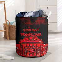 Personalized Pennsylvania Philadelphia Museum Of Art Laundry Basket Red Grunge Paint Splatter Graphic