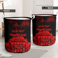 Personalized Pennsylvania Philadelphia Museum Of Art Laundry Basket Red Grunge Paint Splatter Graphic