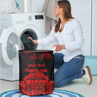 Personalized Pennsylvania Philadelphia Museum Of Art Laundry Basket Red Grunge Paint Splatter Graphic