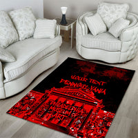 Personalized Pennsylvania Philadelphia Museum Of Art Area Rug Red Grunge Paint Splatter Graphic
