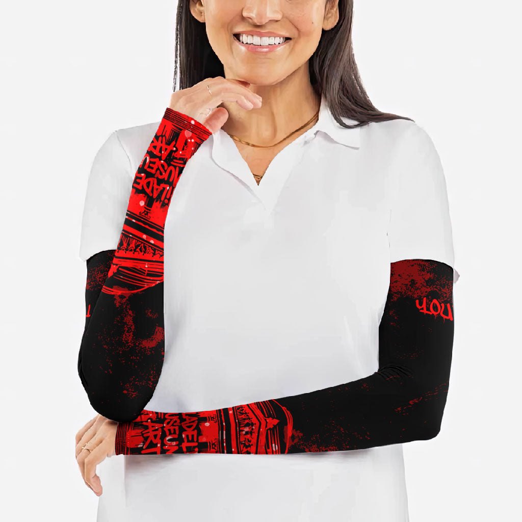 Personalized Pennsylvania Philadelphia Museum Of Art Arm Sleeves Red Grunge Paint Splatter Graphic