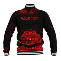 Personalized Pennsylvania Philadelphia Museum Of Art Baseball Jacket Red Grunge Paint Splatter Graphic