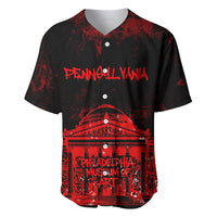 Personalized Pennsylvania Philadelphia Museum Of Art Baseball Jersey Red Grunge Paint Splatter Graphic