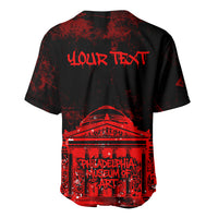Personalized Pennsylvania Philadelphia Museum Of Art Baseball Jersey Red Grunge Paint Splatter Graphic