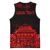 Personalized Pennsylvania Philadelphia Museum Of Art Basketball Jersey Red Grunge Paint Splatter Graphic