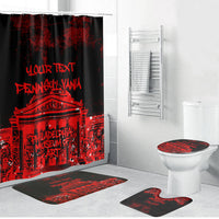 Personalized Pennsylvania Philadelphia Museum Of Art Bathroom Set Red Grunge Paint Splatter Graphic