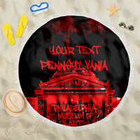 Personalized Pennsylvania Philadelphia Museum Of Art Beach Blanket Red Grunge Paint Splatter Graphic