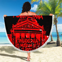Personalized Pennsylvania Philadelphia Museum Of Art Beach Blanket Red Grunge Paint Splatter Graphic