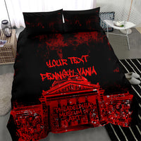Personalized Pennsylvania Philadelphia Museum Of Art Bedding Set Red Grunge Paint Splatter Graphic