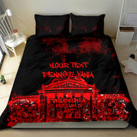 Personalized Pennsylvania Philadelphia Museum Of Art Bedding Set Red Grunge Paint Splatter Graphic