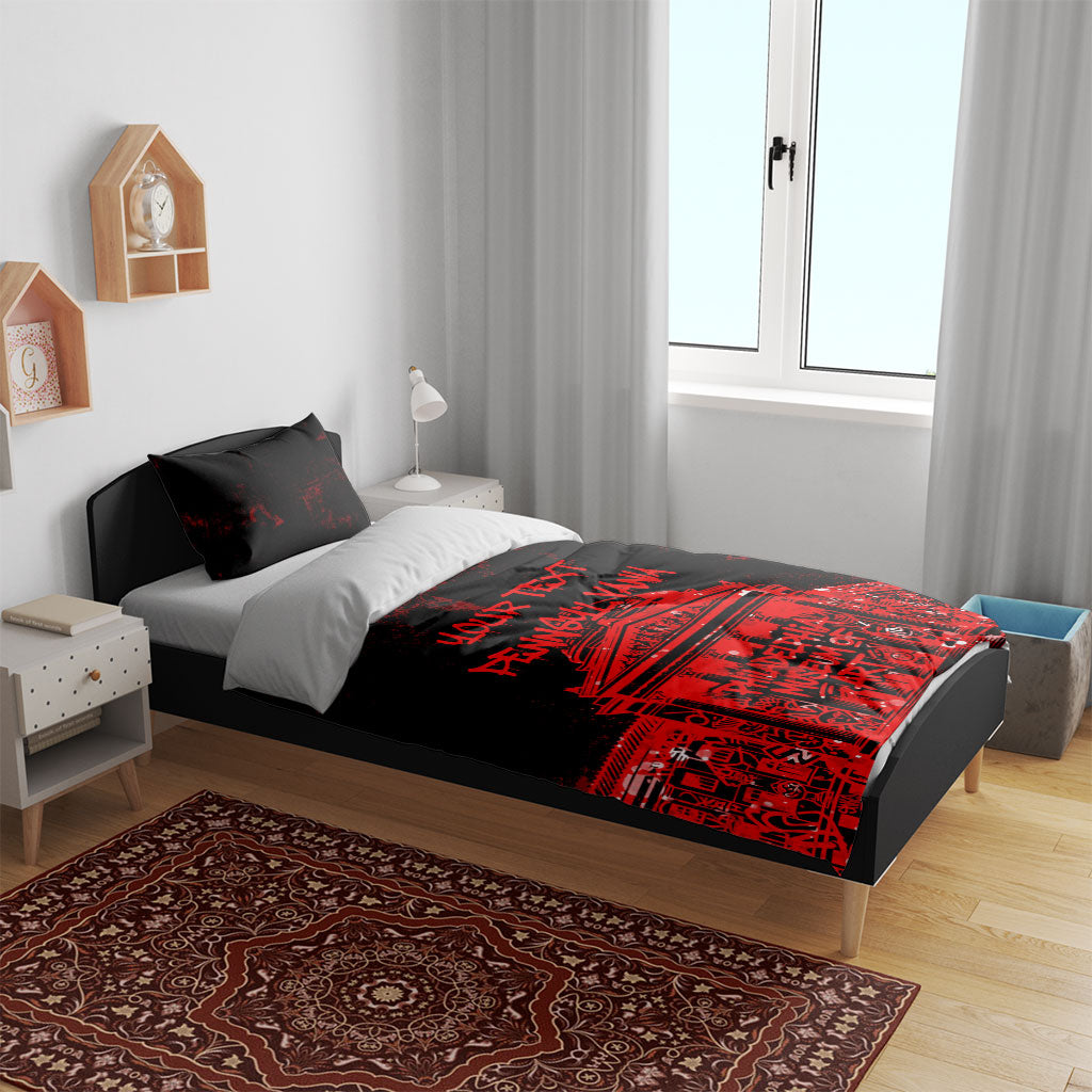 Personalized Pennsylvania Philadelphia Museum Of Art Bedding Set Red Grunge Paint Splatter Graphic
