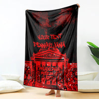 Personalized Pennsylvania Philadelphia Museum Of Art Blanket Red Grunge Paint Splatter Graphic