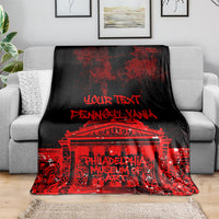 Personalized Pennsylvania Philadelphia Museum Of Art Blanket Red Grunge Paint Splatter Graphic