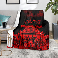 Personalized Pennsylvania Philadelphia Museum Of Art Blanket Red Grunge Paint Splatter Graphic