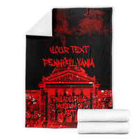 Personalized Pennsylvania Philadelphia Museum Of Art Blanket Red Grunge Paint Splatter Graphic