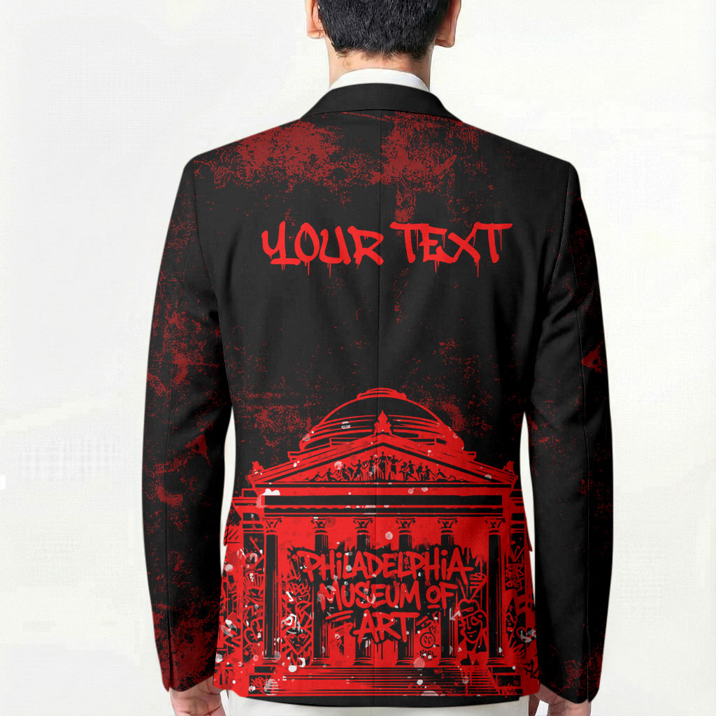 Personalized Pennsylvania Philadelphia Museum Of Art Blazer Red Grunge Paint Splatter Graphic