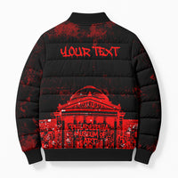 Personalized Pennsylvania Philadelphia Museum Of Art Bomber Puffer Jacket Red Grunge Paint Splatter Graphic