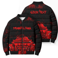 Personalized Pennsylvania Philadelphia Museum Of Art Bomber Puffer Jacket Red Grunge Paint Splatter Graphic