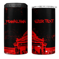 Personalized Pennsylvania Philadelphia Museum Of Art 4 in 1 Can Cooler Tumbler Red Grunge Paint Splatter Graphic