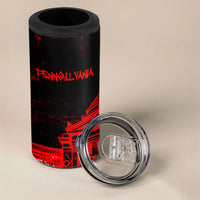 Personalized Pennsylvania Philadelphia Museum Of Art 4 in 1 Can Cooler Tumbler Red Grunge Paint Splatter Graphic