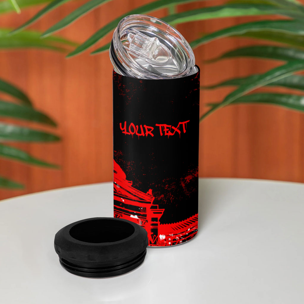 Personalized Pennsylvania Philadelphia Museum Of Art 4 in 1 Can Cooler Tumbler Red Grunge Paint Splatter Graphic