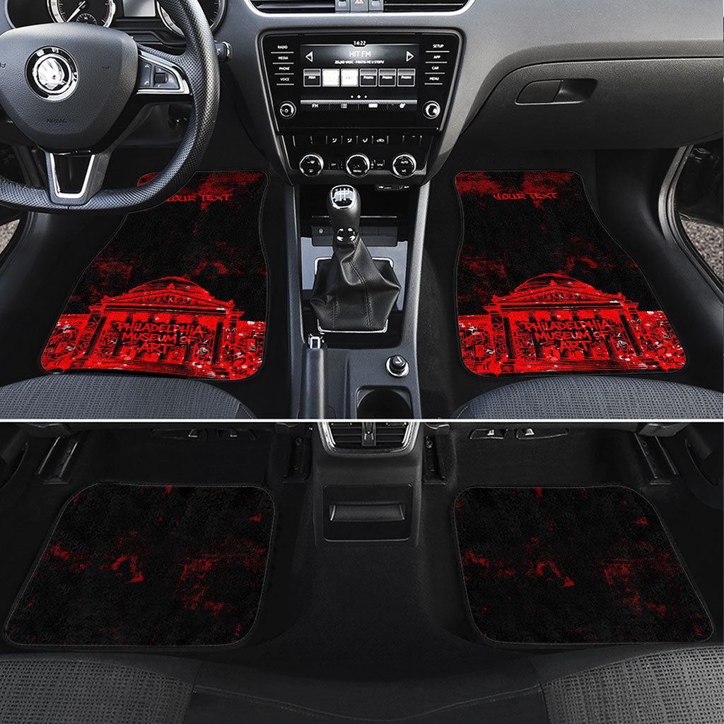 Personalized Pennsylvania Philadelphia Museum Of Art Car Mats Red Grunge Paint Splatter Graphic