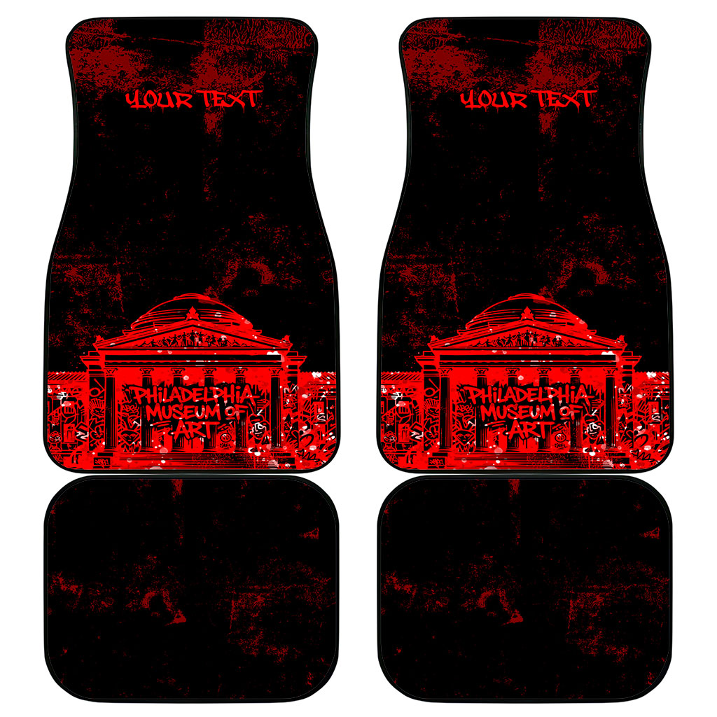 Personalized Pennsylvania Philadelphia Museum Of Art Car Mats Red Grunge Paint Splatter Graphic