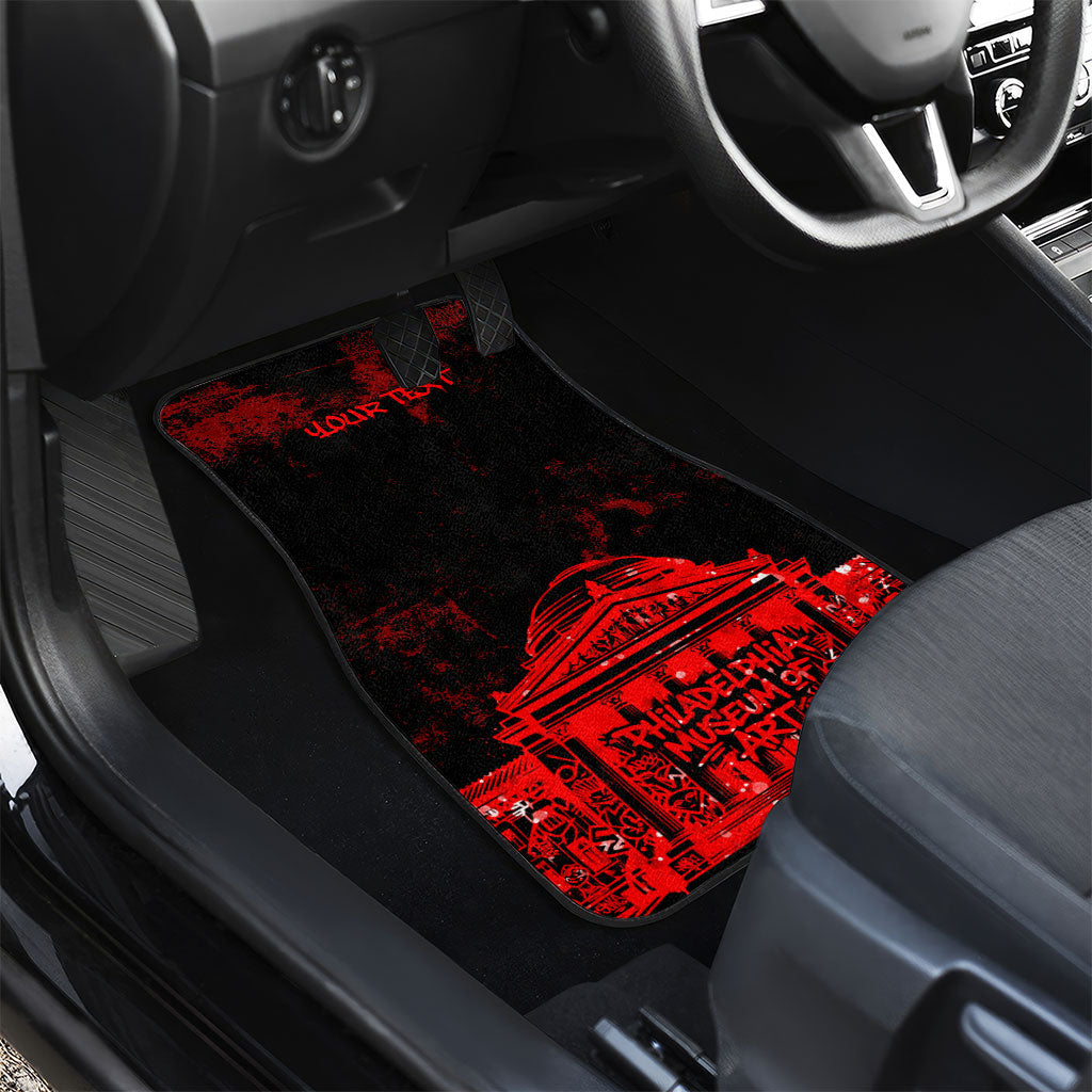 Personalized Pennsylvania Philadelphia Museum Of Art Car Mats Red Grunge Paint Splatter Graphic