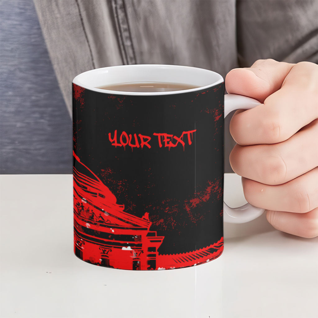 Personalized Pennsylvania Philadelphia Museum Of Art Ceramic Mug Red Grunge Paint Splatter Graphic