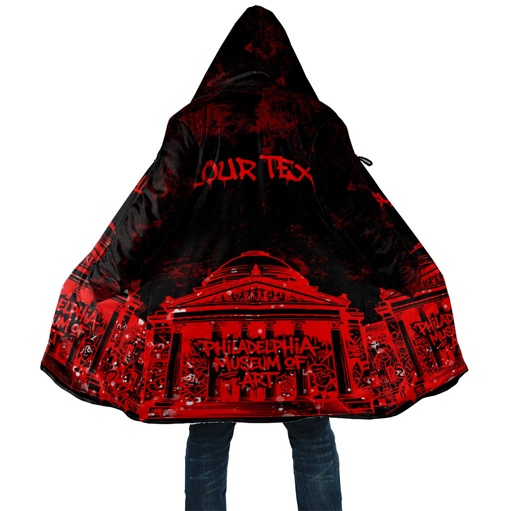 Personalized Pennsylvania Philadelphia Museum Of Art Cloak Red Grunge Paint Splatter Graphic