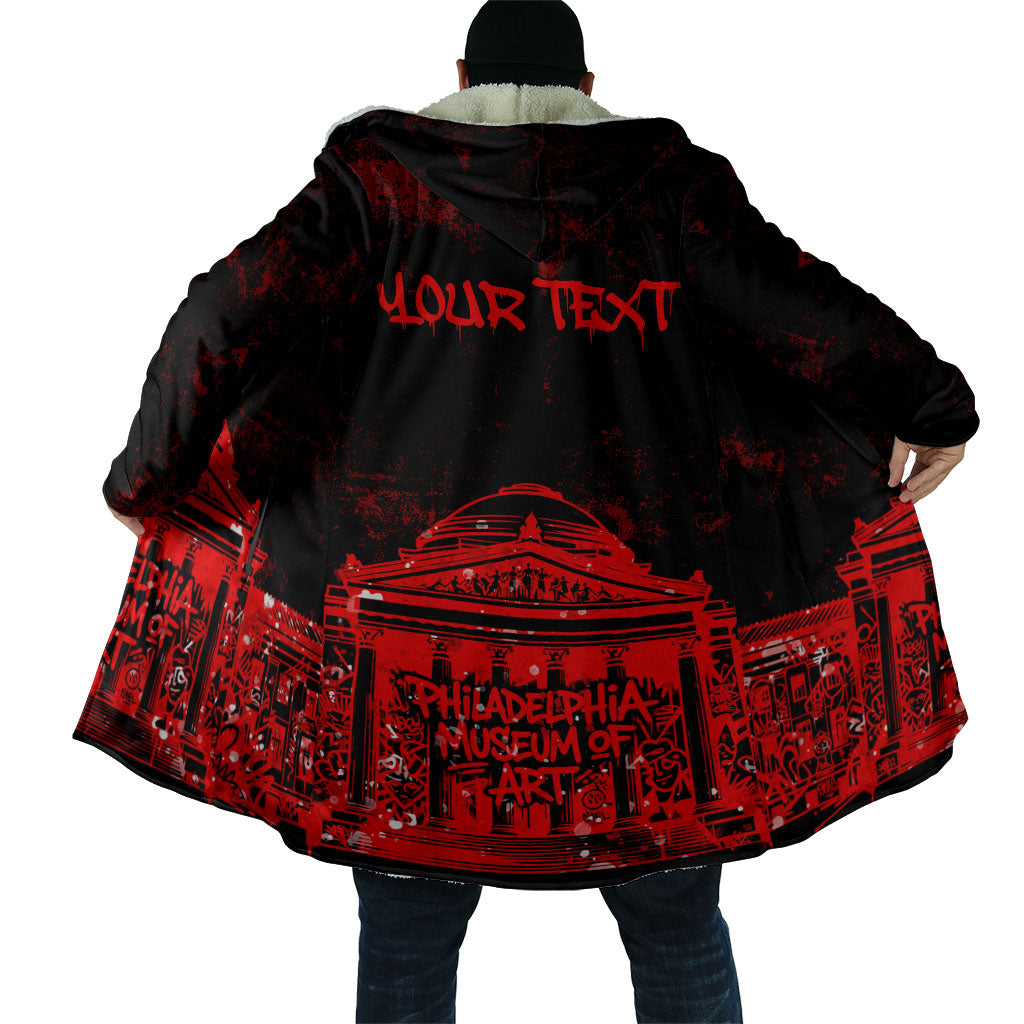 Personalized Pennsylvania Philadelphia Museum Of Art Cloak Red Grunge Paint Splatter Graphic