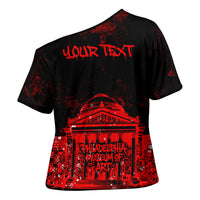 Personalized Pennsylvania Philadelphia Museum Of Art Cross Shoulder Shirt Red Grunge Paint Splatter Graphic