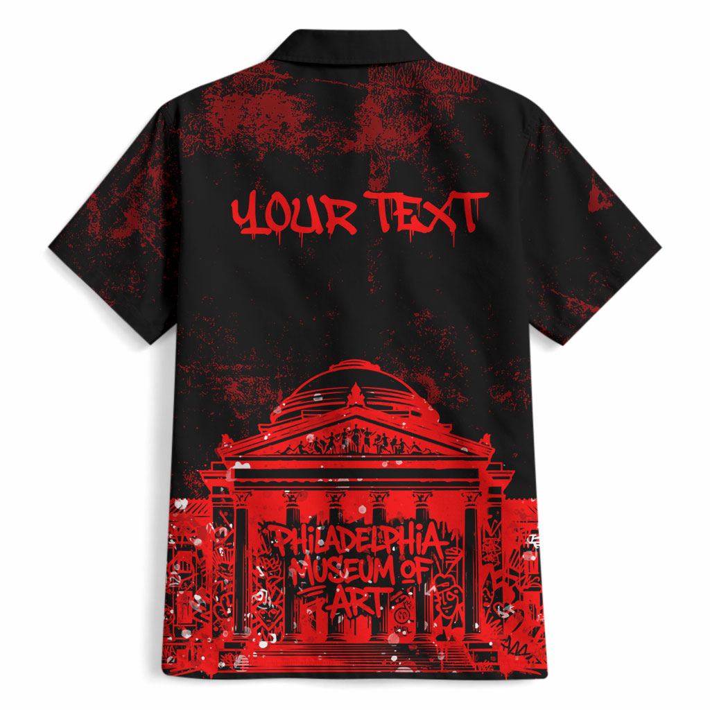 Personalized Pennsylvania Philadelphia Museum Of Art Hawaiian Shirt Red Grunge Paint Splatter Graphic
