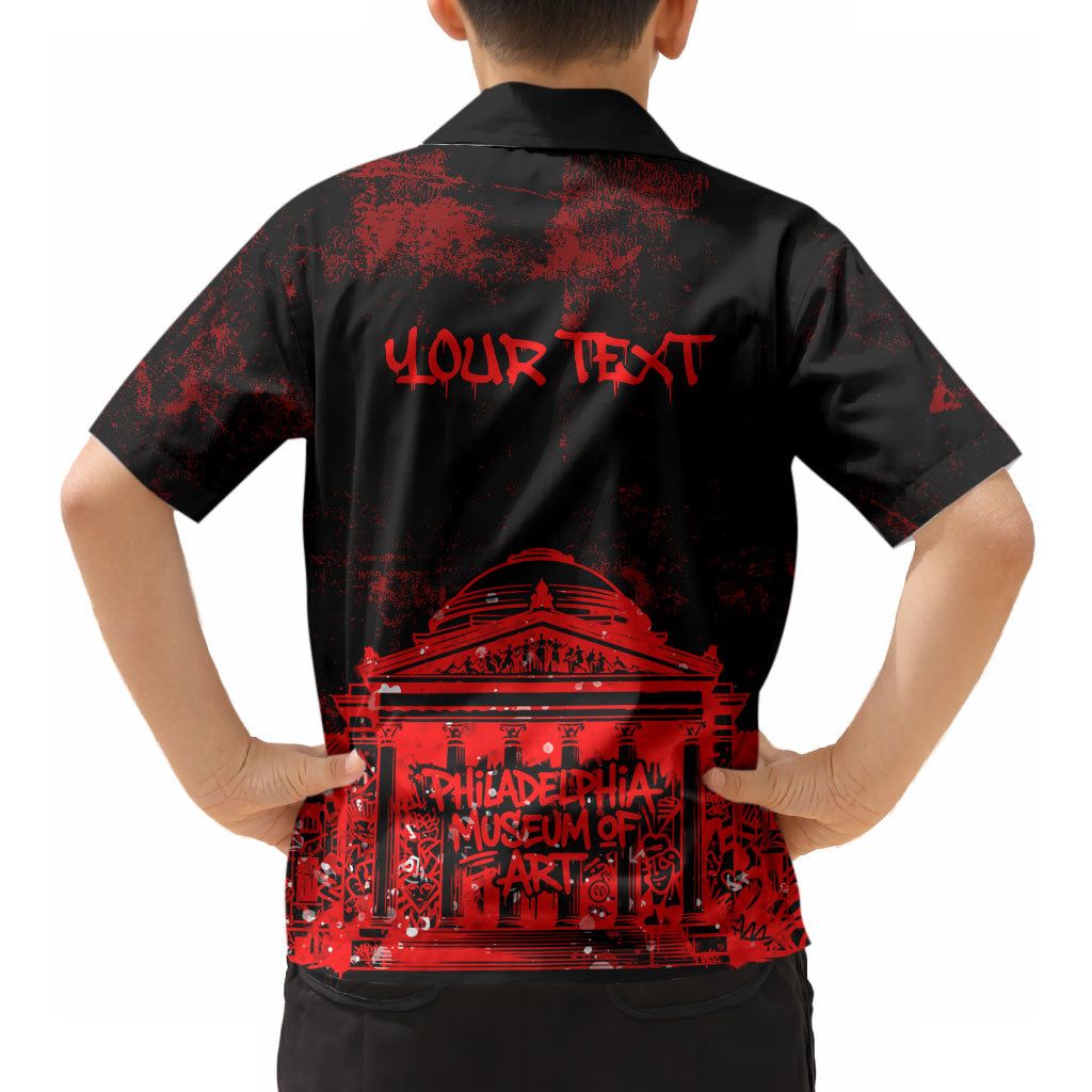 Personalized Pennsylvania Philadelphia Museum Of Art Hawaiian Shirt Red Grunge Paint Splatter Graphic