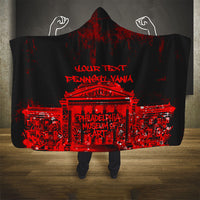 Personalized Pennsylvania Philadelphia Museum Of Art Hooded Blanket Red Grunge Paint Splatter Graphic