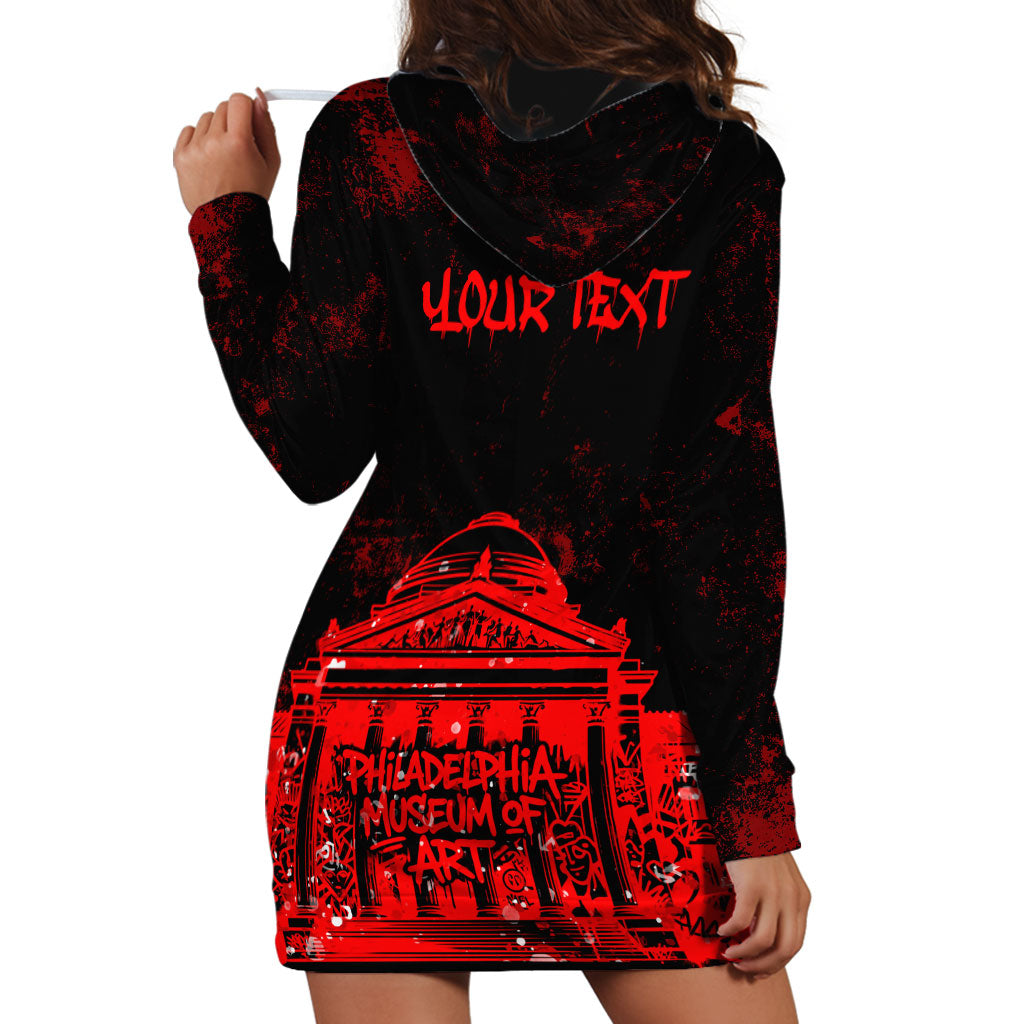 Personalized Pennsylvania Philadelphia Museum Of Art Hoodie Dress Red Grunge Paint Splatter Graphic
