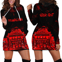 Personalized Pennsylvania Philadelphia Museum Of Art Hoodie Dress Red Grunge Paint Splatter Graphic