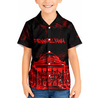 Personalized Pennsylvania Philadelphia Museum Of Art Kid Hawaiian Shirt Red Grunge Paint Splatter Graphic