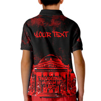 Personalized Pennsylvania Philadelphia Museum Of Art Kid Polo Shirt Red Grunge Paint Splatter Graphic