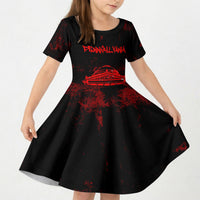 Personalized Pennsylvania Philadelphia Museum Of Art Kid Short Sleeve Dress Red Grunge Paint Splatter Graphic