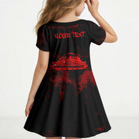 Personalized Pennsylvania Philadelphia Museum Of Art Kid Short Sleeve Dress Red Grunge Paint Splatter Graphic